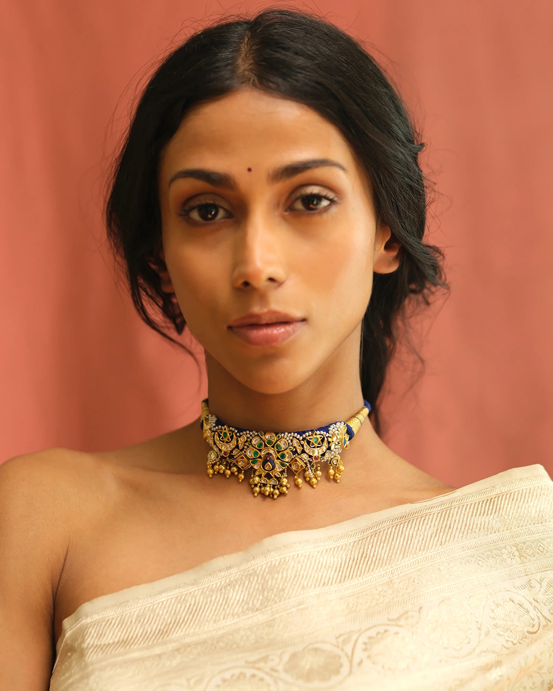 polki gold choker necklace indian