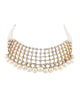Damas Necklace in gold featuring an intricate natural brilliant-cut diamond lattice choker with a cultured pearl drop fringe - handcrafted fine jewellery