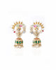 gold polki pearl and multi-gemstone jhumka earrings