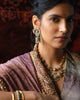gold polki pearl and multi-gemstone jhumka earrings