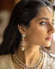 Maana Jhumka earrings in gold with pearl-centred diamond stud top and multi-tiered diamond bell drop, finished with cultured pearl fringe