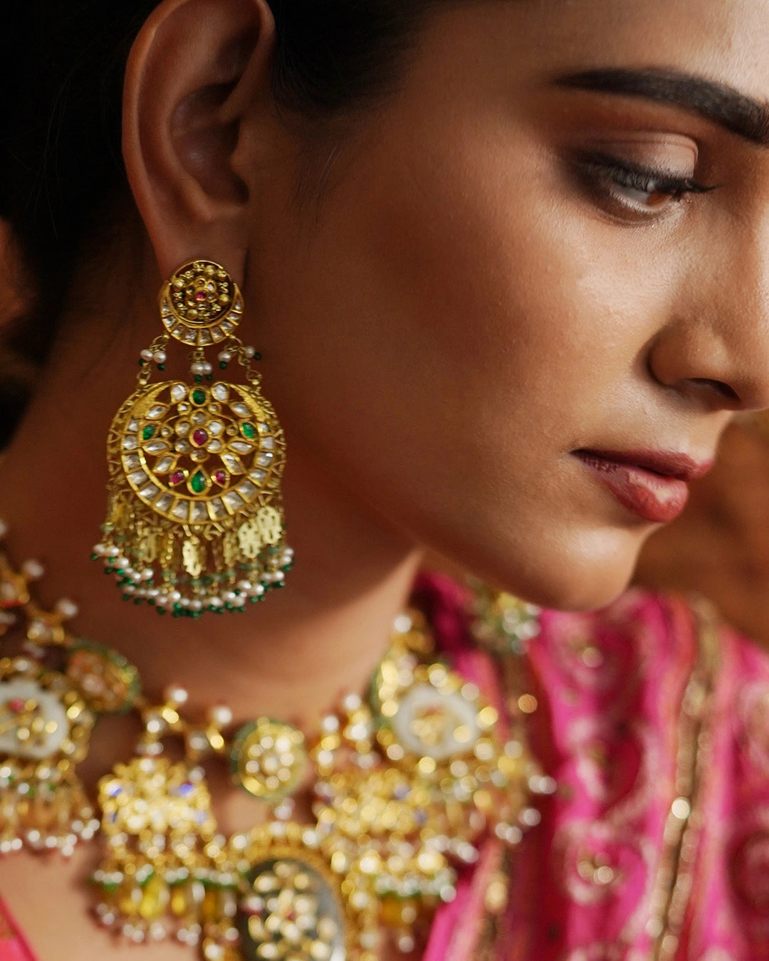 SABYASACHI JEWELLERY Featuring statement necklaces and earrings from the  Bengal Byzantine Broadway collection, set in gold with… | Instagram