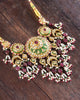 Raag polki necklace with tourmaline emeralds pearls and enamel