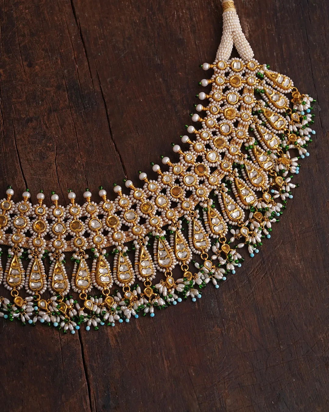 gold polki indian bridal necklace