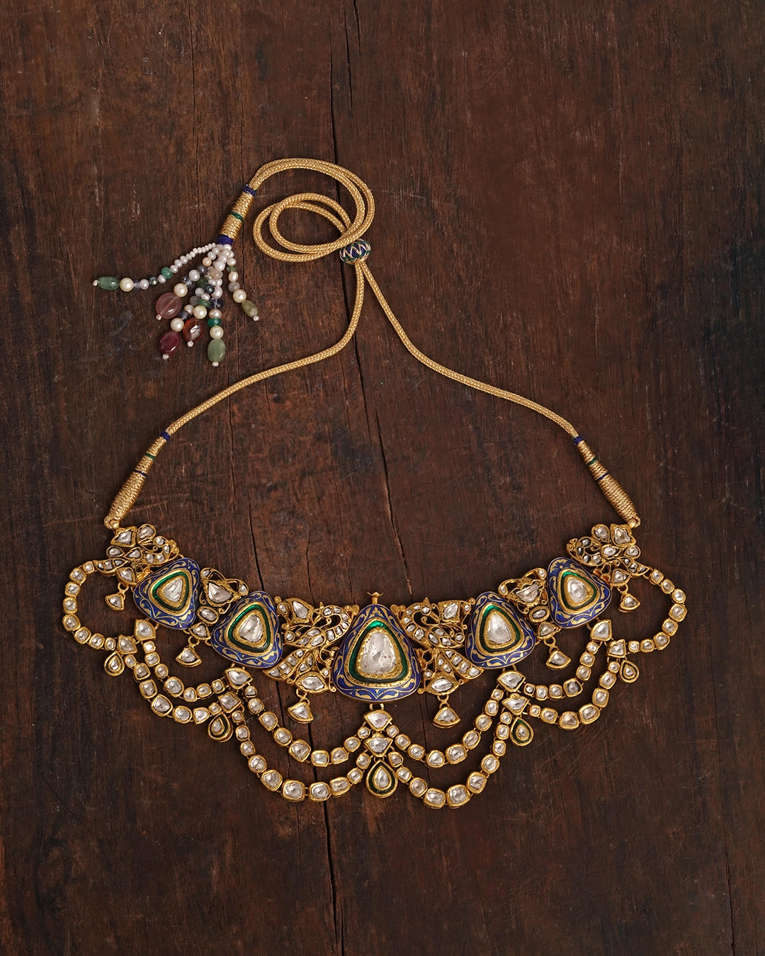 meenakari polki diamond necklace for women