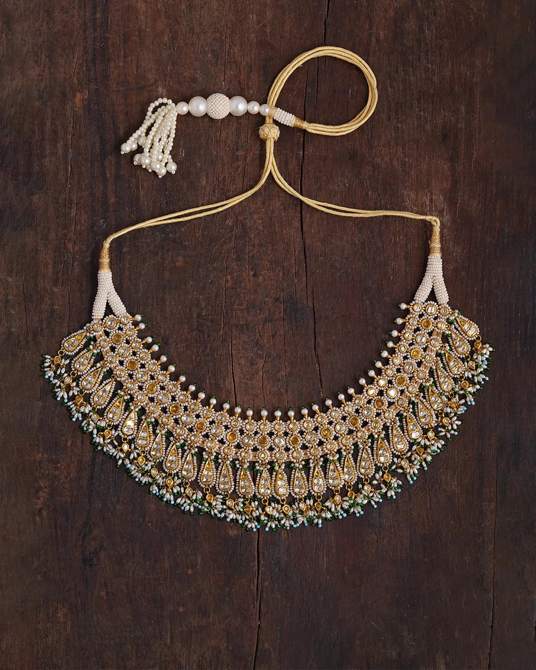 gold polki indian bridal necklace