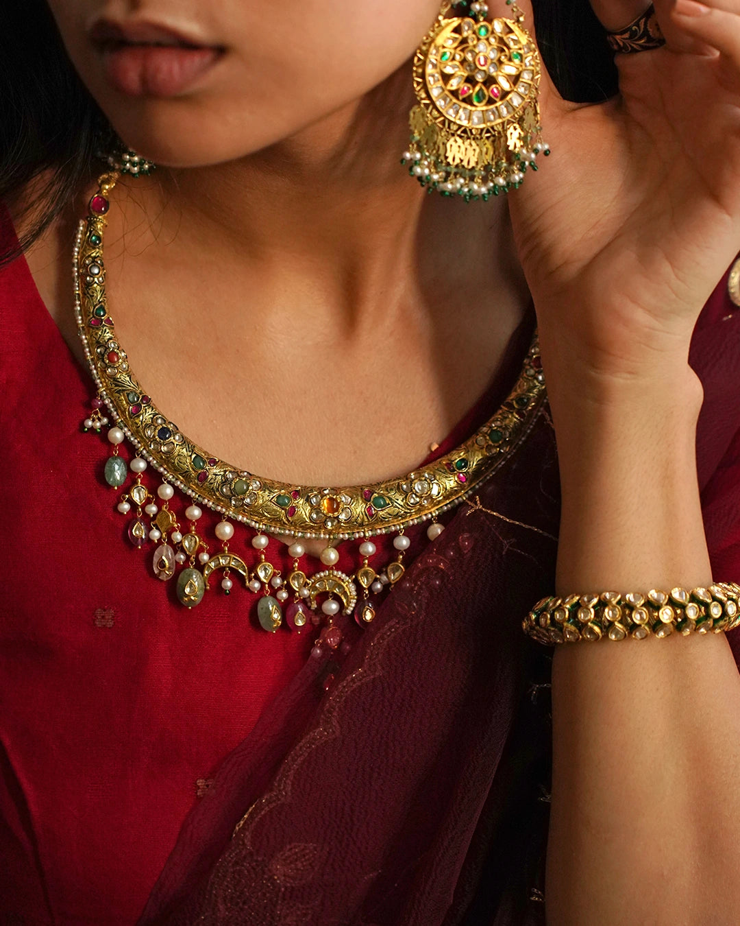 Devi Indian Wedding Gold Hasli Necklace for Women Artisanal Fine