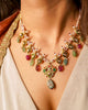 Vami Polki Necklace with Pearl Strands, Ruby & Emerald Drops