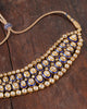 Vivir gold Polki collar necklace with graduated uncut diamonds and cobalt blue enamel borders
