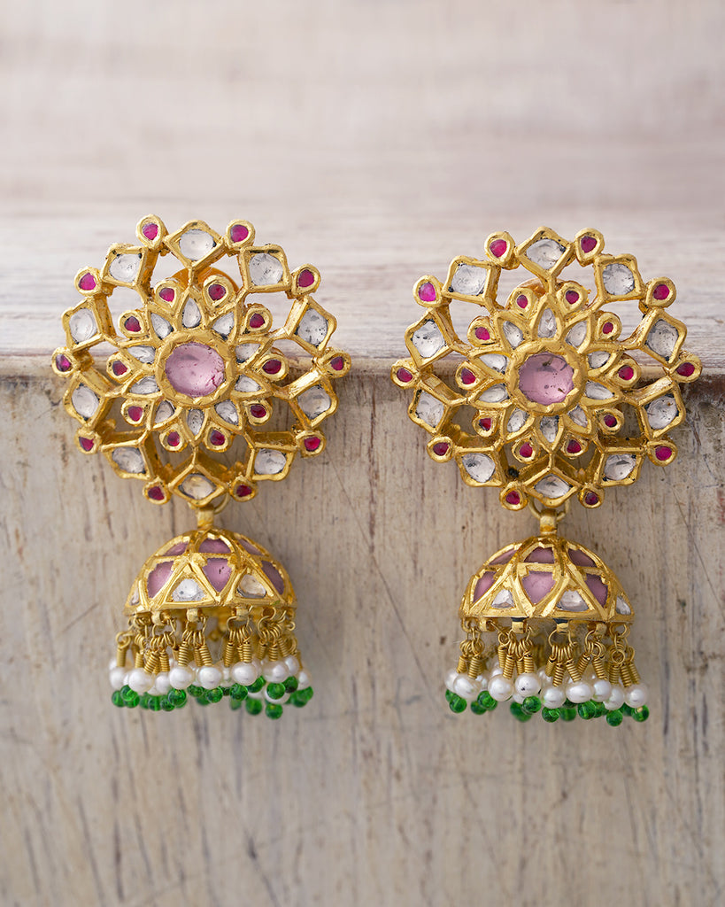 Shop Tarinika's Antique Gold Plated Umber Jhumka Earrings - Tarinika India