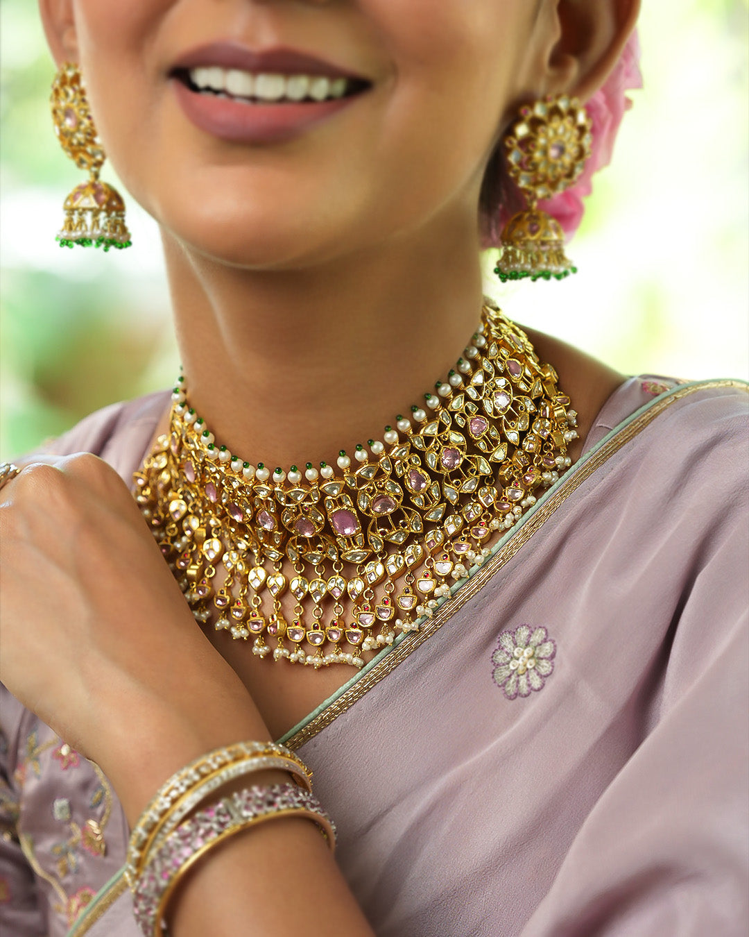 Saira Wedding Gold and Tourmaline Necklace for Women – Artisanal Fine ...