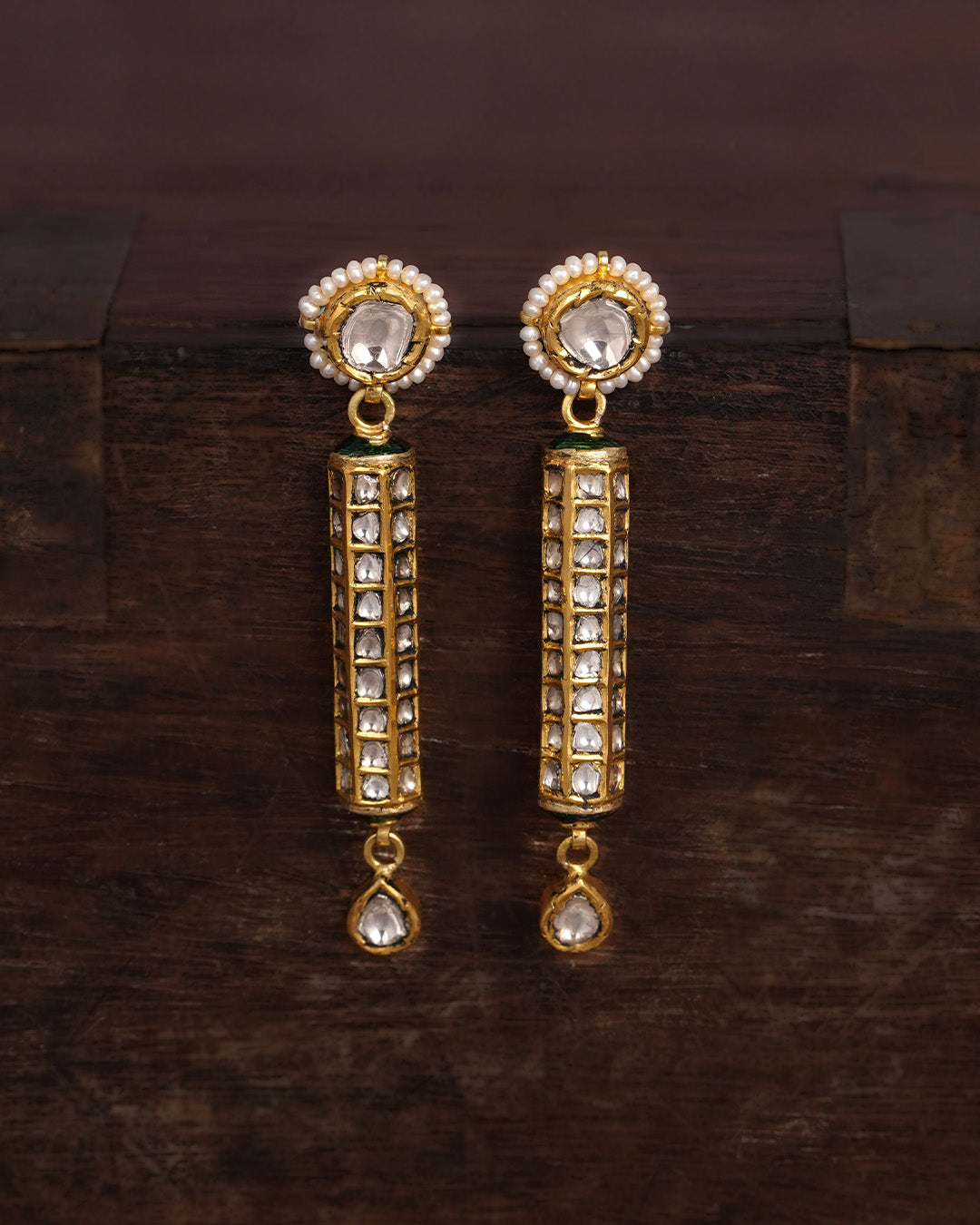 luxury gold and polki earrings